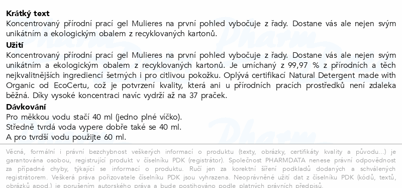 Mulieres Koncent. prací gel BIO růž. zahrada 1.5 l