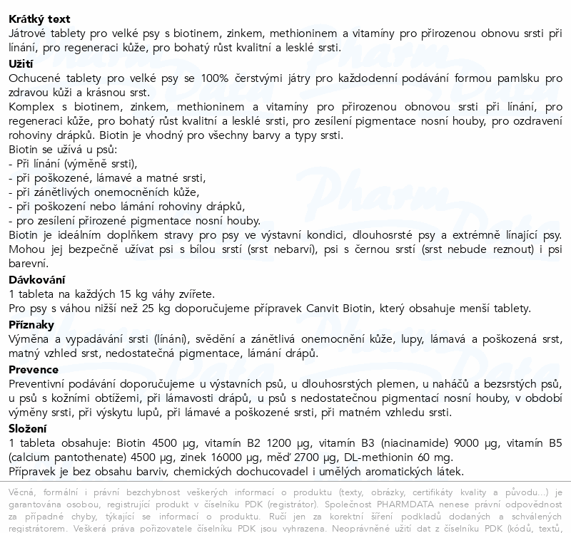 Canvit Biotin Maxi pro psy tbl.166