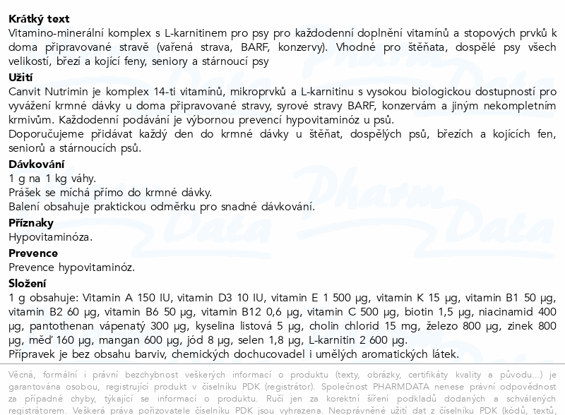 Canvit Nutrimin pro psy 230g