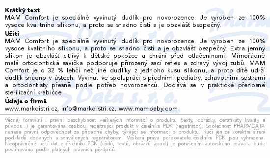 MAM Dudlík Comfort 0+m mix barev 1ks