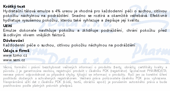 Seni Care hydratační tělová emulze 4% urea 500ml