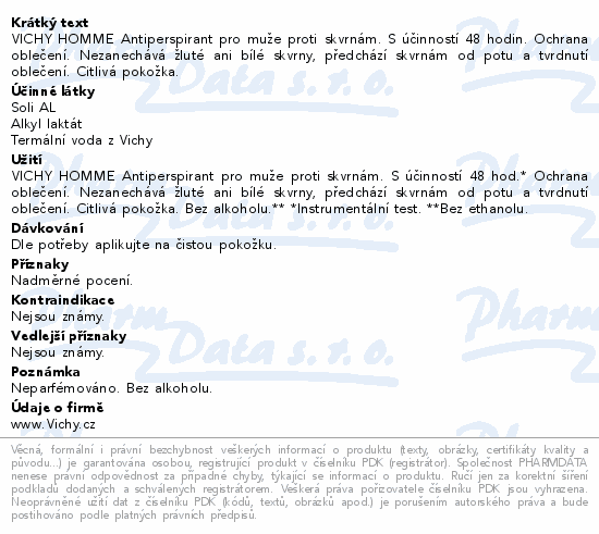 VICHY HOMME anti-transpirant roll-on 50ml