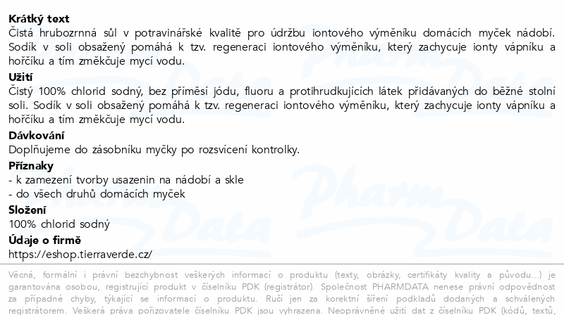 TIERRA VERDE Regenerační sůl do myčky 2kg