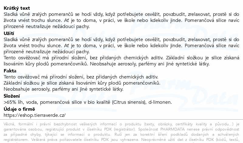 TIERRA VERDE Osvěžovač vzduchu Pomerananč 100ml