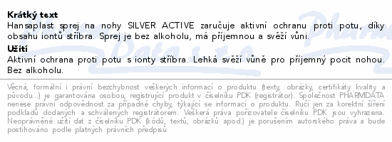 Hansaplast Silver active sprej na nohy 150ml