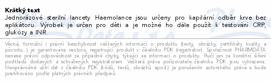 Lancety 2704+/100 ks Haemolance - dětské (modré)