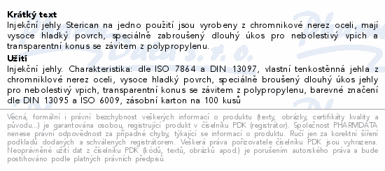 Inj.jehla STERICAN 25G/0.5x16mm oranž.ster.100ks