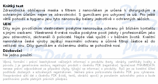 NANO FIBER MASK B ústenka s gumičkami 10ks