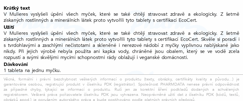 Mulieres Tablety do myčky - vše v jednom BIO 25ks