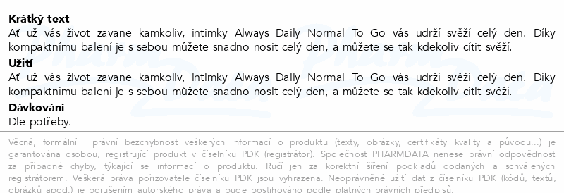 Always Daily Normal Fresh Normal intimky 20ks