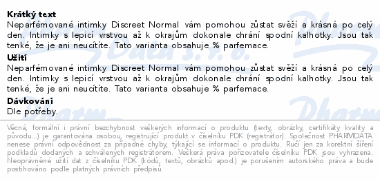 Discreet 0% perfume Normal intimky 100ks