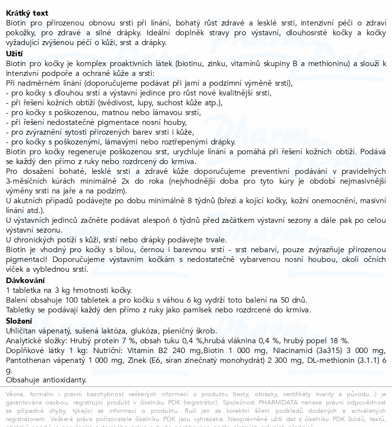 Canvit Biotin pro kočky tbl.100