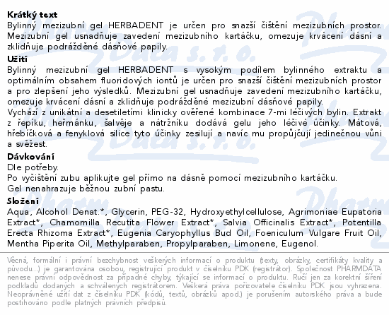 HERBADENT bylinný mezizubní gel na dásně 25g