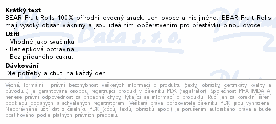 BEAR Fruit Rolls Strawberry 5x20g