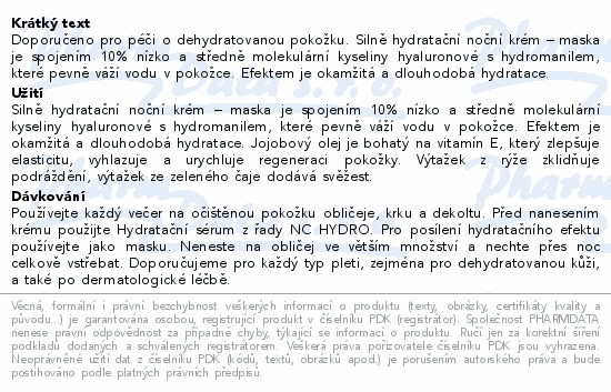 Biotter NC HYDRO hydratační noční krém 50ml