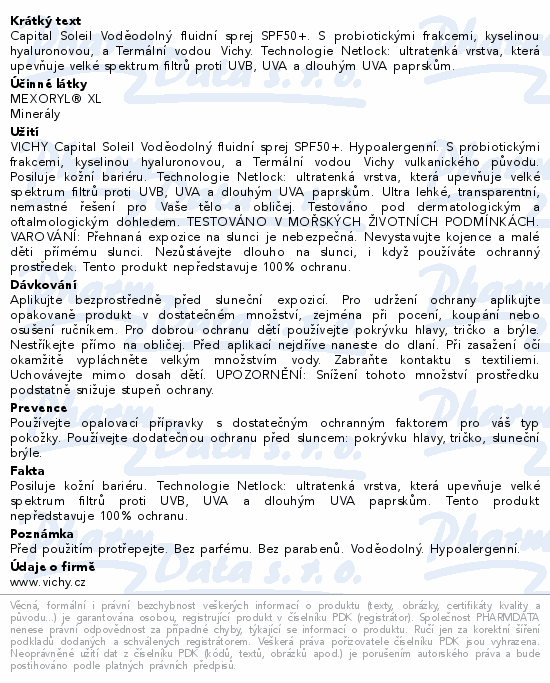 VICHY CAPITAL SOLEIL fluid sprej SPF50+ 200ml