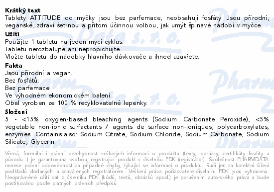 ATTITUDE Nature+ tablety do myčky 70ks