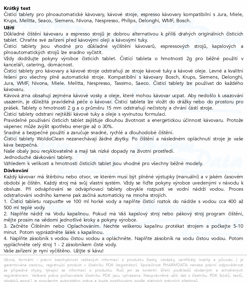 WoldoClean Čistící tablety do kávovaru 40ks