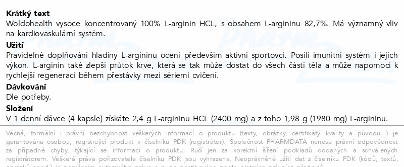 WoldoHealth L-Arginin HCL cps.120