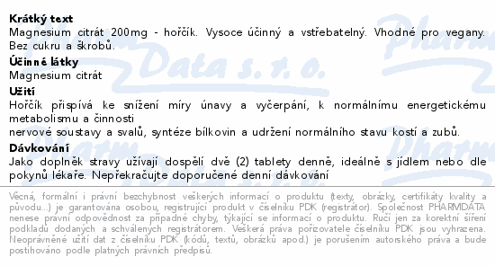 Solgar Magnesium Citrate 200mg tbl.60