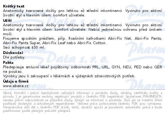 Inkont.vložky Abena Light Extra Plus 3A. 10ks