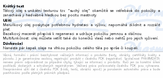 LEROS Suchý tělový olej bazalka&verbena 100ml