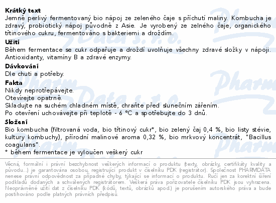 The Gutsy Captain Kombucha malina zero BIO 400ml