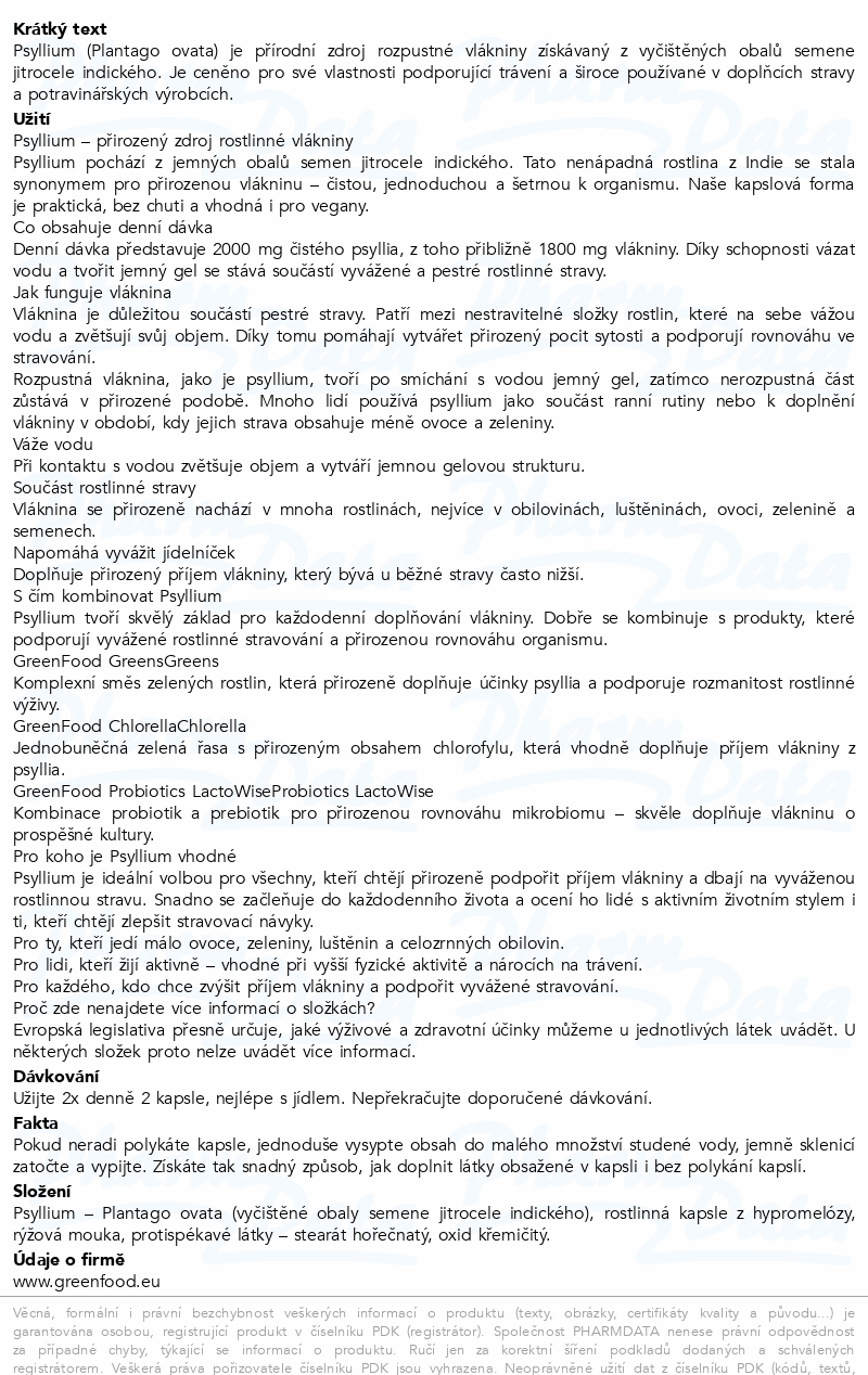 GreenFood Fiber Psyllium cps.96