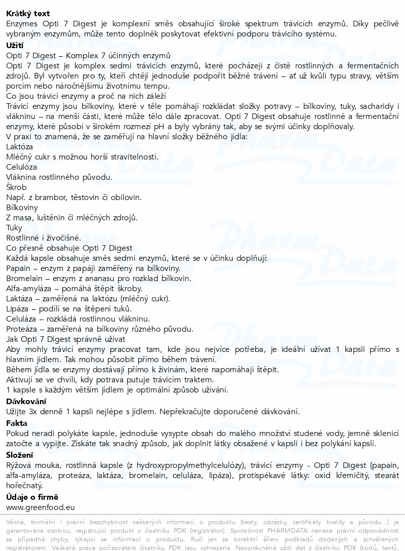 GreenFood Enzymes Opti7 Digest cps.90