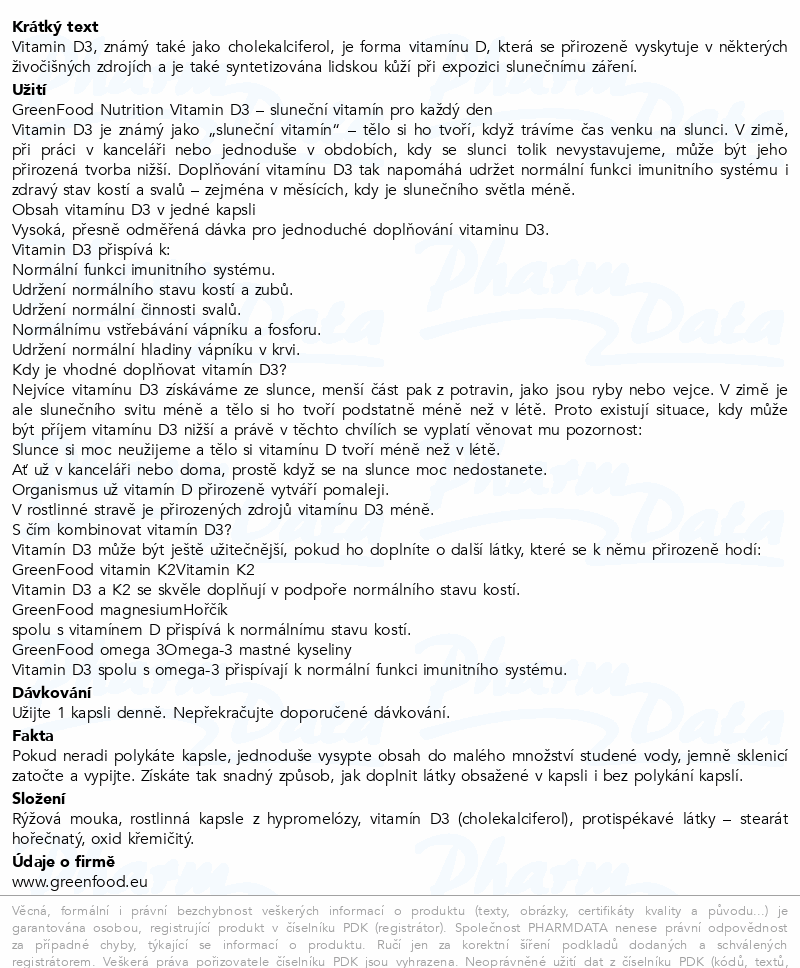 GreenFood Vitamin D3 cps.60
