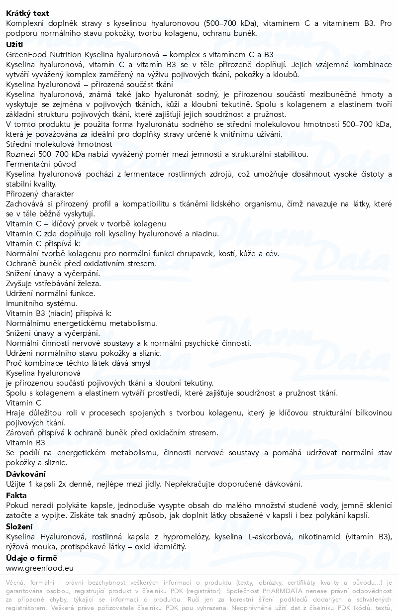 GreenFood Hyaluronic Acid cps.60