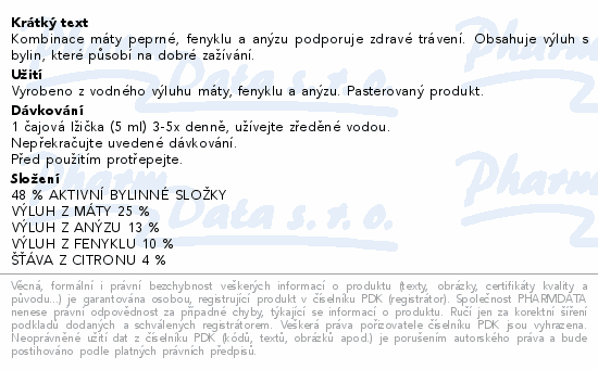 LEROS Sirup Dobré zažívání 250ml