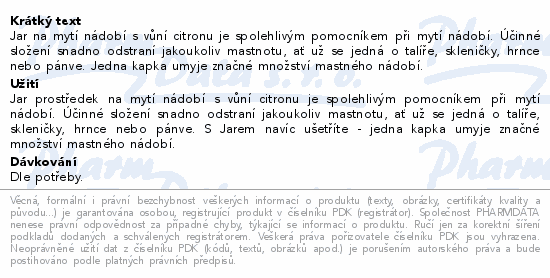 Jar Lemon prostředek na nádobí 2x900ml