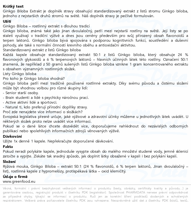 GreenFood Ginkgo Biloba extract cps.60