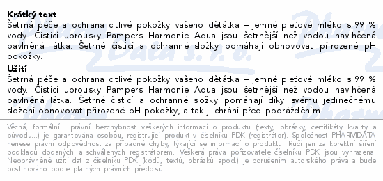 Pampers Harmonie Aqua čisticí ubrousky 9x48ks