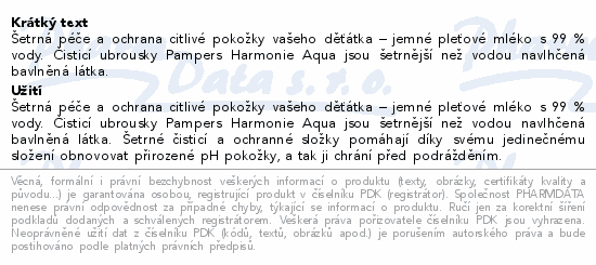 Pampers Harmonie Aqua čisticí ubrousky 15x48ks