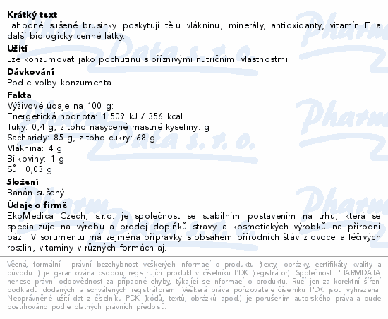 Brusinky sušené 250g EkoMedica