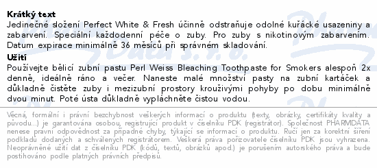 Perl Weiss Bělící zubní pasta pro kuřáky 50ml