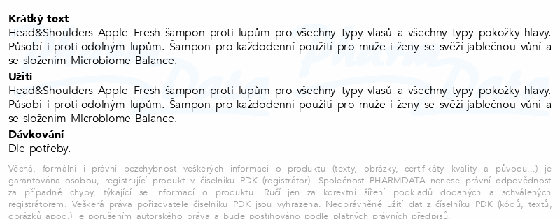 H&S Apple Fresh šampon 800ml