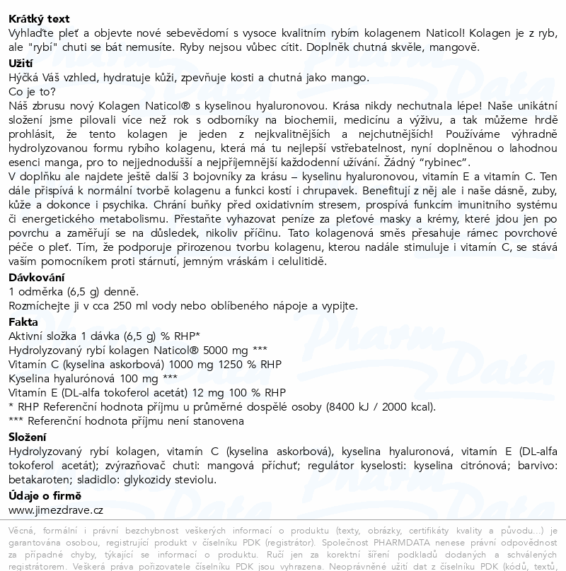 JZ Hydrolyzov.rybí kolagen+kys.hyalur.mango 195g