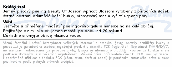 Beauty of Joseon peelingový gel Apircot 100ml