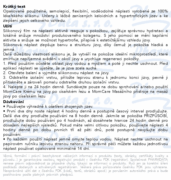 MomCare silikon.nápl.po císařském řezu S-M 3ks
