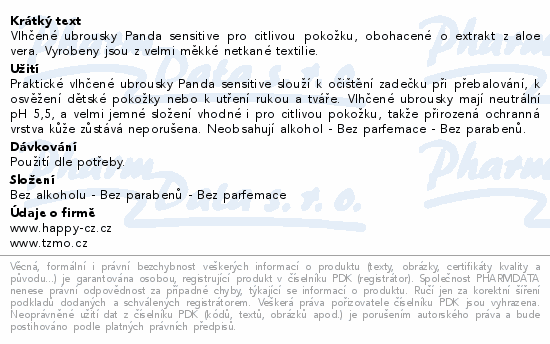Panda vlhčené ubrousky sensitive 4x56ks