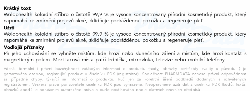 WoldoHealth Koloidní stříbro 40ppm 500ml