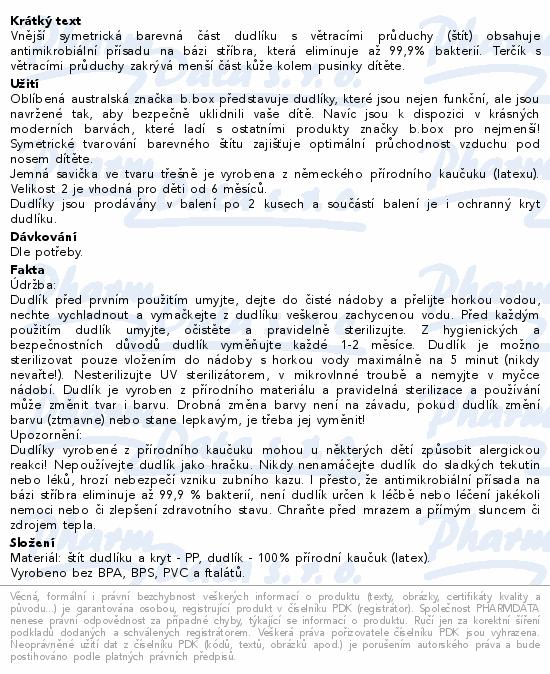 b.box Dudlíky z přír.kaučuku 6m+ sage&vanilla 2ks