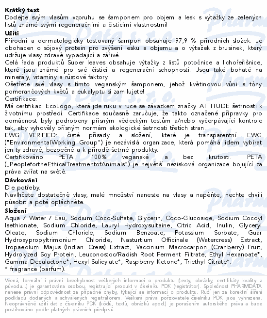 ATTITUDE Šampón lesk a objem 473ml