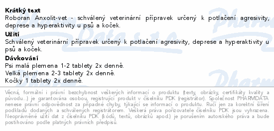 UniVIT ROBORAN Anxolit-Vet tbl.100