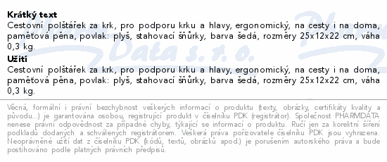 NAIPO Cestovní polštářek FS-N07