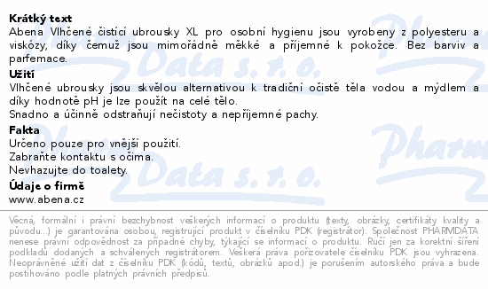 ABENA Wet Wipes vlhč.čist.ubrousky XL 30x30cm 50ks