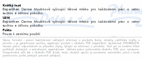 Bepanthen Derma hloubkově vyživ.tělové mléko 400ml